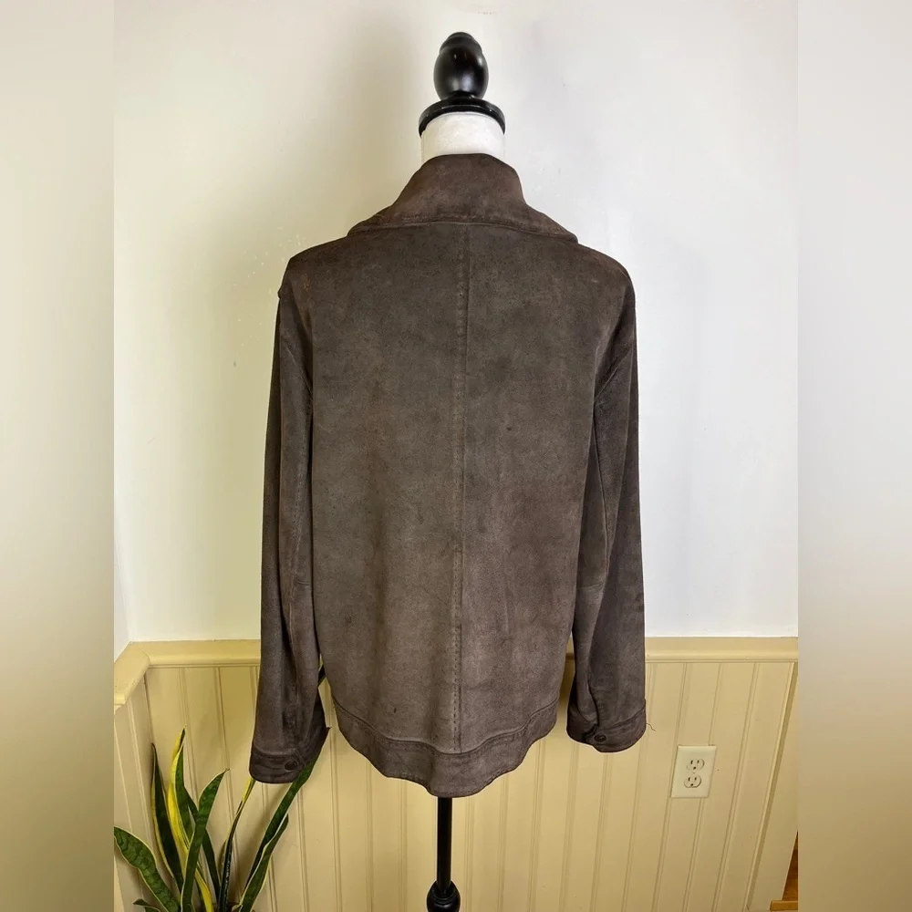 Vintage Banana Republic Suede Leather Jacket Mens M Dark Brown Bomber Heritage